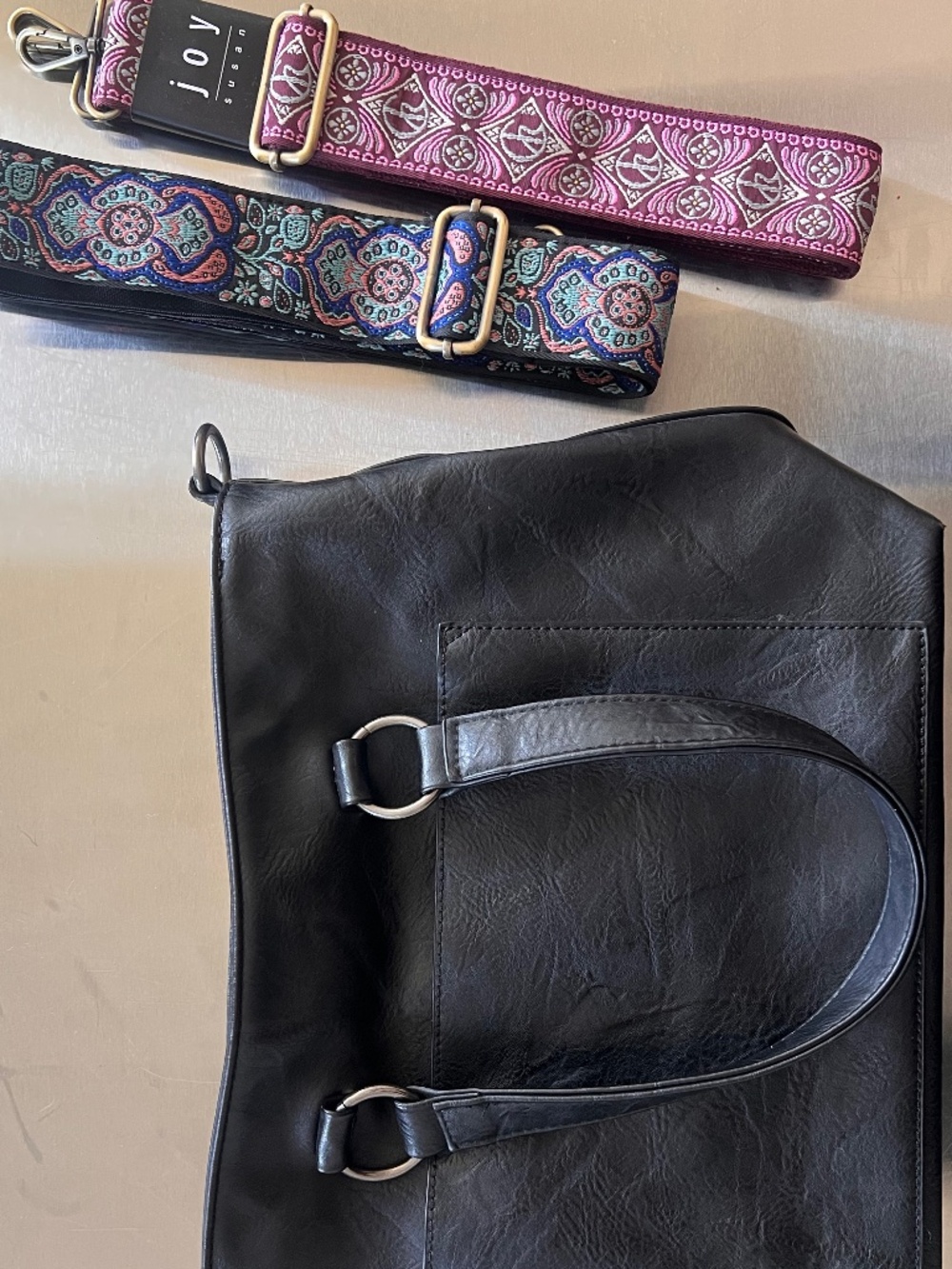 Susan Joy Black Convertible Bag with Two Straps